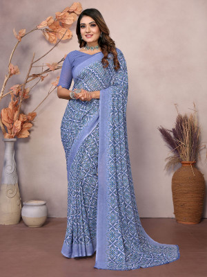 Moda Rapido Printed, Self Design Daily Wear Georgette Saree(Grey)