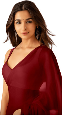 StyleDeal Solid/Plain Bollywood Georgette Saree(Maroon)