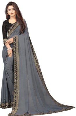 LIMTD Solid/Plain Bollywood Georgette Saree(Grey)