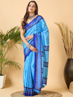 Dori Printed Daily Wear Crepe Saree(Blue)