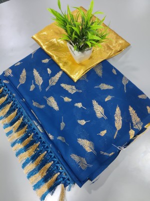 Vraggi Printed Bollywood Chiffon Saree(Dark Blue)