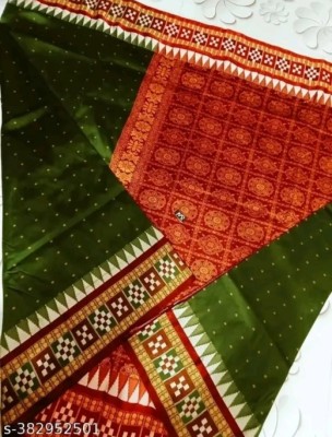 AYEZAL Woven Sambalpuri Handloom Art Silk Saree(Dark Green)