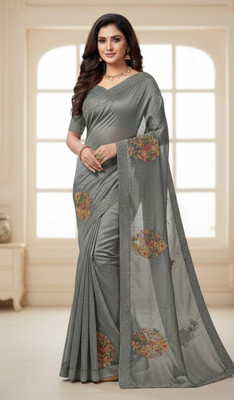 SansaarCloset Embellished Bollywood Net Saree(Grey)