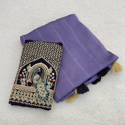 NEELMADHAV FASHION Embellished Bollywood Georgette Saree(Purple)