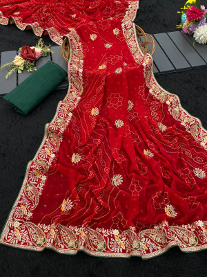 LAJEELEE Embroidered Bandhani Georgette Saree(Multicolor)