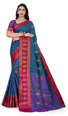 Nikita Fashion Printed Kanjivaram Jacquard Saree(Multicolor)