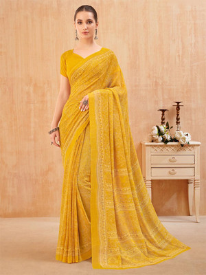 Anouk Rustic Printed Daily Wear Georgette Saree(Yellow)