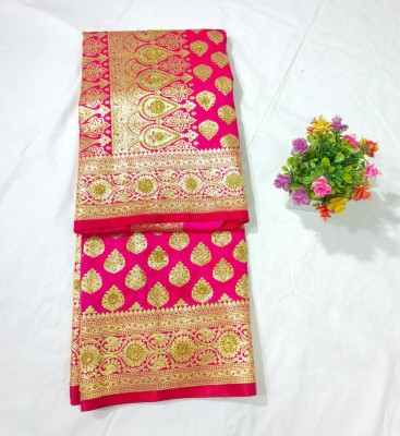 LYANNA Woven, Embellished Banarasi Handloom Silk Blend Saree(Pink)