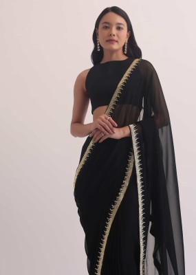 ANANT DESIGNER STUDIO Embroidered Bollywood Georgette Saree(Black)