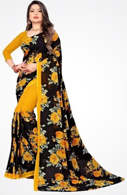 Suali Printed Daily Wear Georgette Saree(Yellow)
