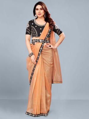 ANOKHI STYLE Embellished Bollywood Net Saree(Orange)