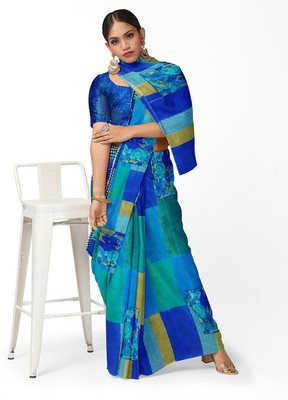 Suntex Printed Bandhani Georgette Saree(Blue)