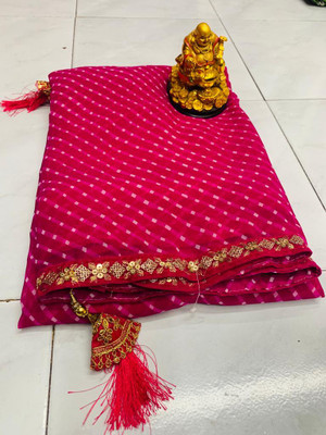 charmie designer Printed Bandhani Georgette Saree(Multicolor)