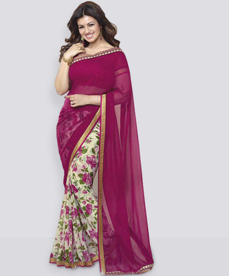 ROOP SUNDARI SAREES Printed Daily Wear Georgette Saree(Pink)