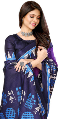 Priyashi Printed Mysore Art Silk Saree(Purple)