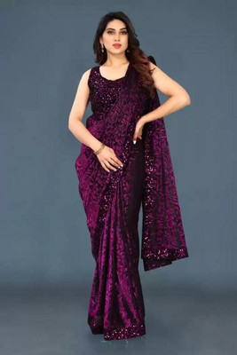 Sonali Fashion Embellished Bollywood Lycra Blend Saree(Magenta)