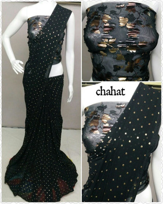 Egretail Floral Print Daily Wear Chiffon Saree(Black)