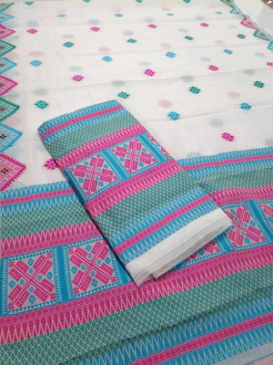 S P CREATION Woven Mekhela Chador Cotton Blend Saree(Multicolor)