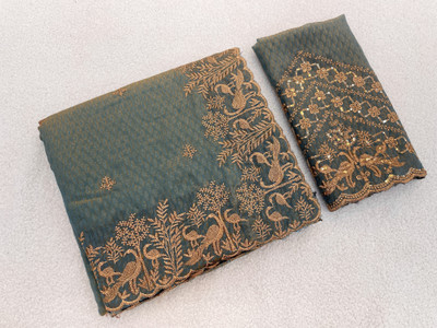 K 5 FASHION Embellished Bollywood Tissue Saree(Grey)