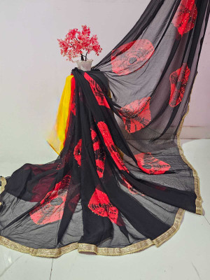 NeeLKANTH ENTERPRISE Temple Border, Embellished Mysore Chiffon Saree(Green, Yellow)