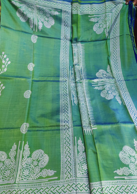 Hues and style Printed Murshidabad Pure Silk Saree(Pink)