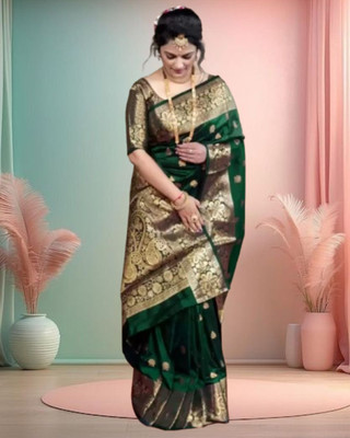 JAYAMENTERPRISE Embroidered Banarasi Jacquard Saree(Green)