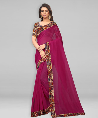 Divastri Solid/Plain Daily Wear Art Silk Saree(Magenta)