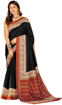 Akhilam Printed Daily Wear Art Silk Saree(Black)