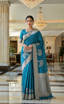 Bajrang fab Self Design Banarasi Satin Saree(Dark Blue)