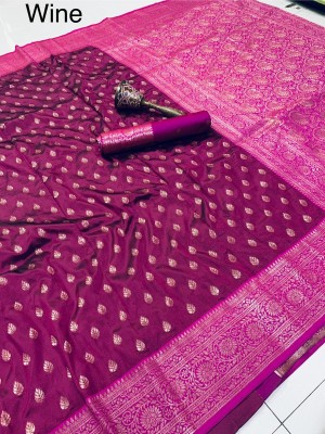 Tasrika Printed Kanjivaram Silk Blend Saree(Purple)