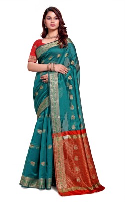 RACHAIYTA FASHION Printed Banarasi Pure Silk Saree(Green)