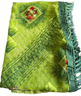 Lakshita Enterprise Embroidered Bandhani Georgette Saree(Green)