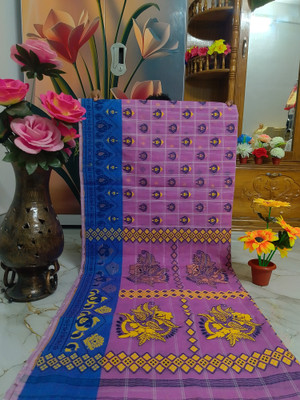 DPTEXTILE Printed, Woven Tant Pure Cotton Saree(Multicolor)