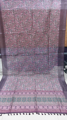 RIDDHICREATION Digital Print Bollywood Cotton Linen Saree(Maroon)