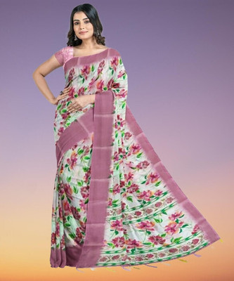 J6 Designers Floral Print Bollywood Cotton Blend Saree(Multicolor)