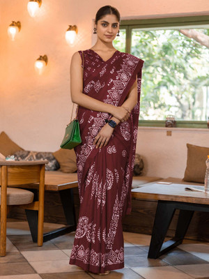 Sareemall Printed Daily Wear Silk Blend Saree(Maroon)