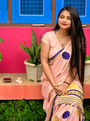 VARCREATION Woven Mekhela Chador Pure Cotton Saree(Multicolor)