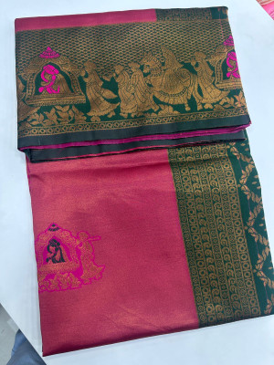 Julee Self Design Banarasi Pure Silk Saree(Pink)