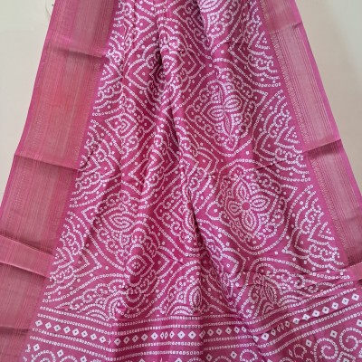 Ambar Lifestyle Printed, Woven, Self Design, Paisley, Geometric Print, Embellished Bollywood Cotton Silk Saree(Silver, Pink)