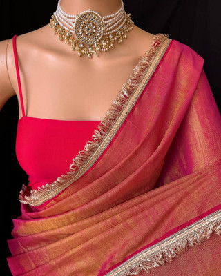 ZARISTACREATION Self Design Bollywood Tissue Saree(Red)