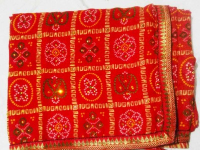 AARTI SAREES Embellished Bandhani Chiffon Saree(Red)