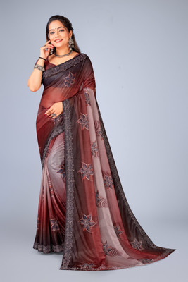 Anup Sarees Printed, Floral Print Daily Wear Lycra Saree(Maroon)