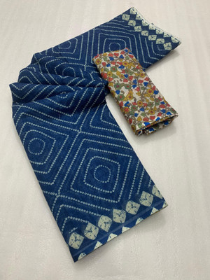 2SD gratitude Self Design, Printed Kalamkari Linen Saree(Blue)