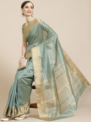 Divastri Printed Assam Silk Silk Blend Saree(Cream)