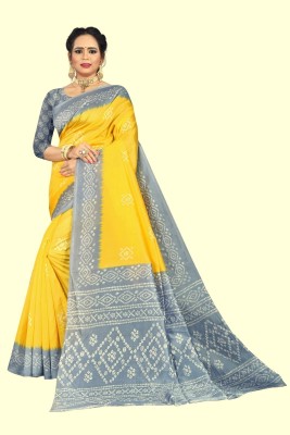 Vimalnath Synthetics Printed Daily Wear Art Silk Saree(Yellow)