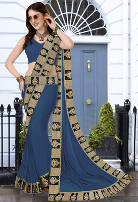 Chhavi Fashion Solid/Plain Banarasi Chiffon Saree(Grey)