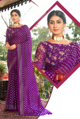 SHILPKALA Embellished Bollywood Chiffon Saree(Magenta)