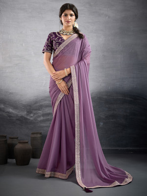 ANOUK Embellished Bollywood Georgette Saree(Purple)