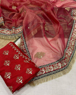 SUBHAM STORE Self Design Bollywood Silk Blend Saree(Red)