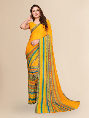 kashvi sarees Paisley, Floral Print Daily Wear Georgette Saree(Yellow)